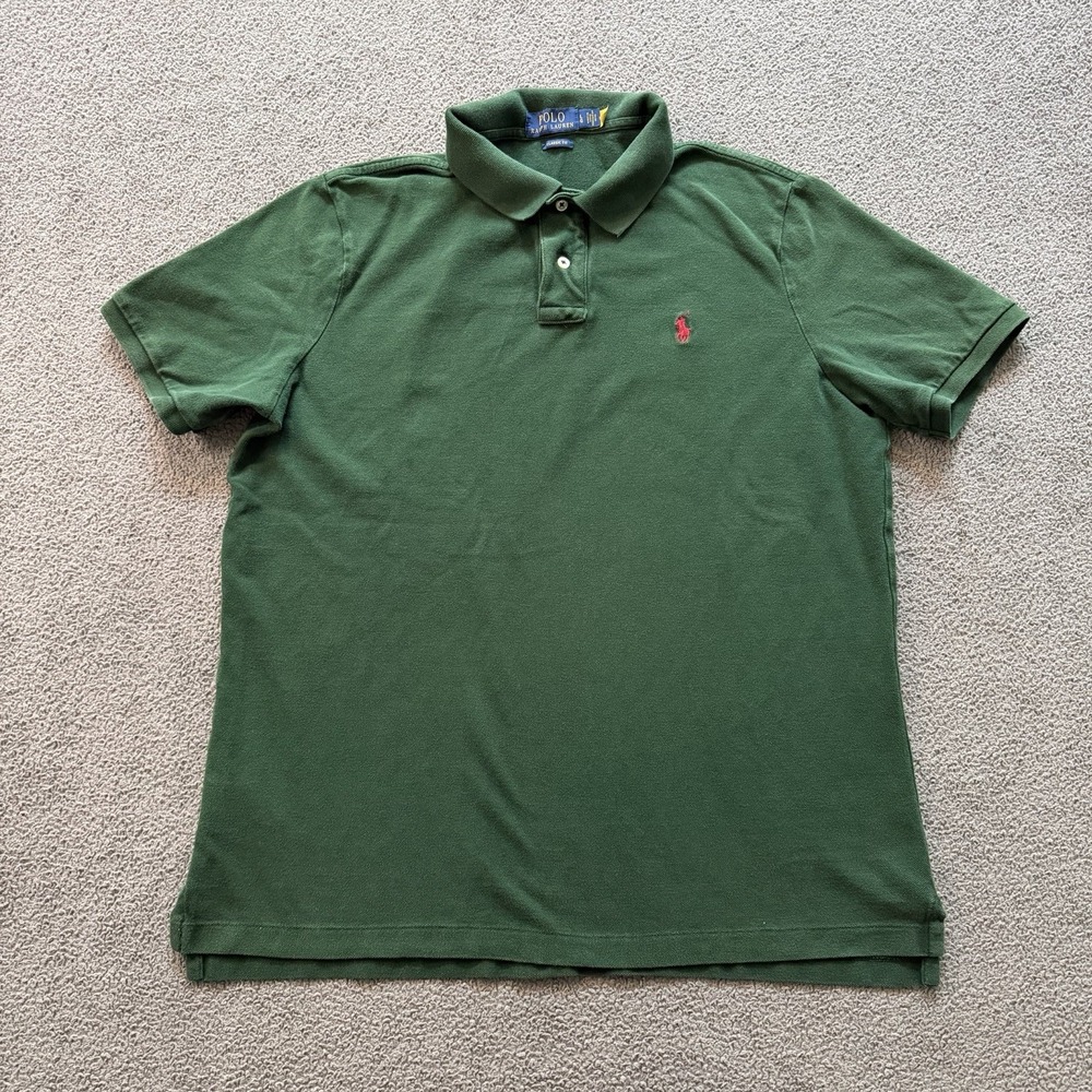 Polo Ralph Lauren Polo Shirt Green 100% Cotton Classic Fit Men's Large Pony Logo